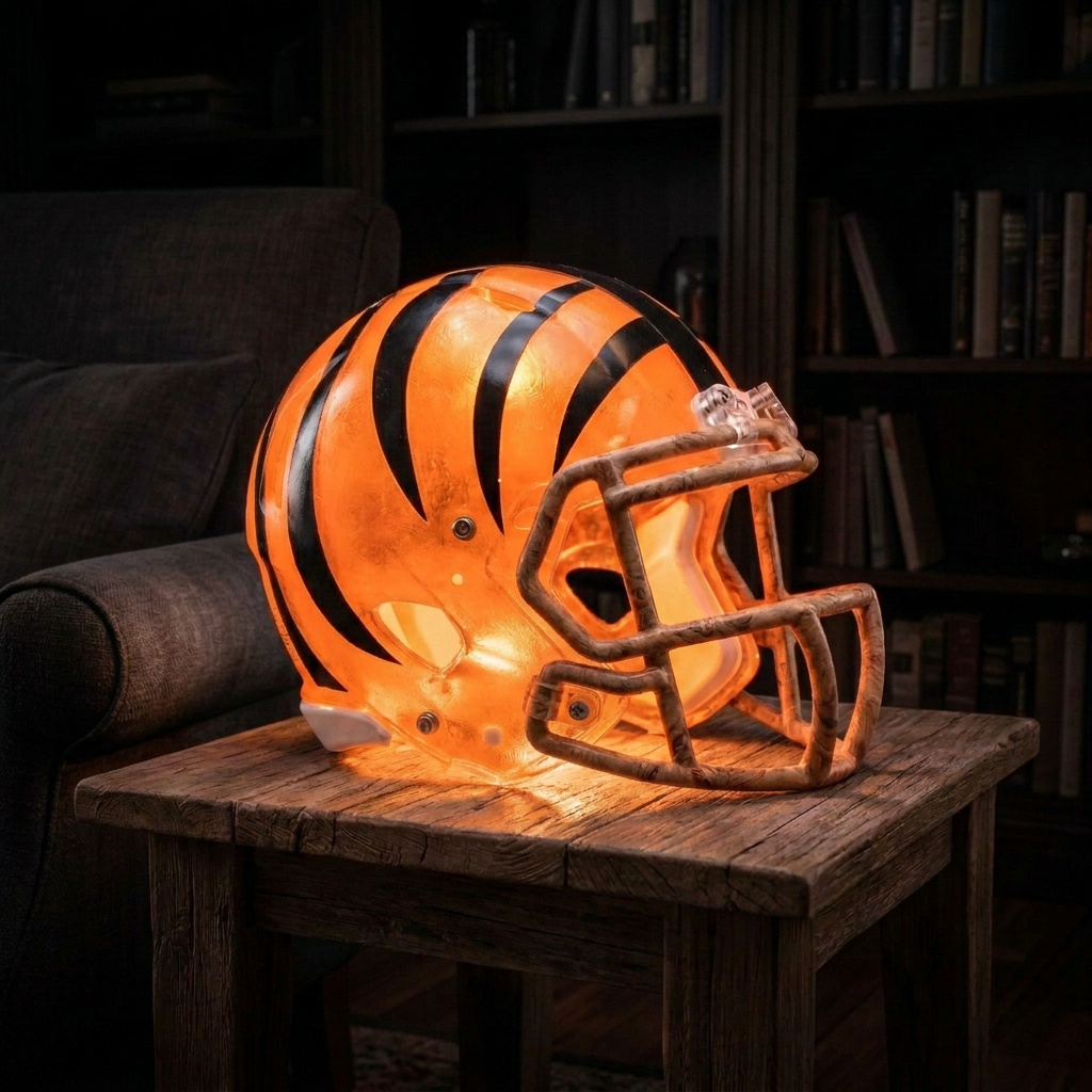 🏈 Handmade Football Helmet Lamp – LED Team Fan Cave Light with 32 Team Styles
