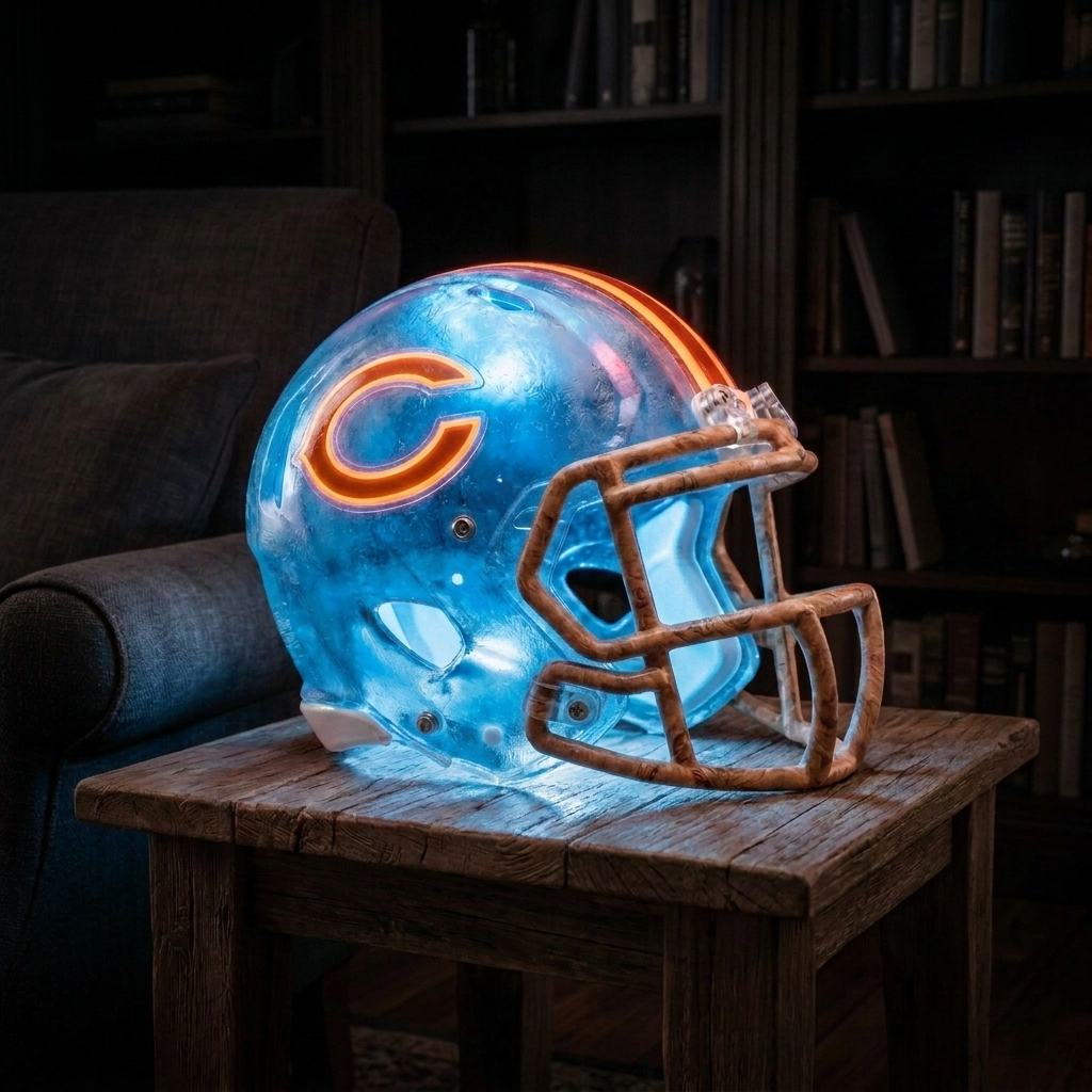 🏈 Handmade Football Helmet Lamp – LED Team Fan Cave Light with 32 Team Styles