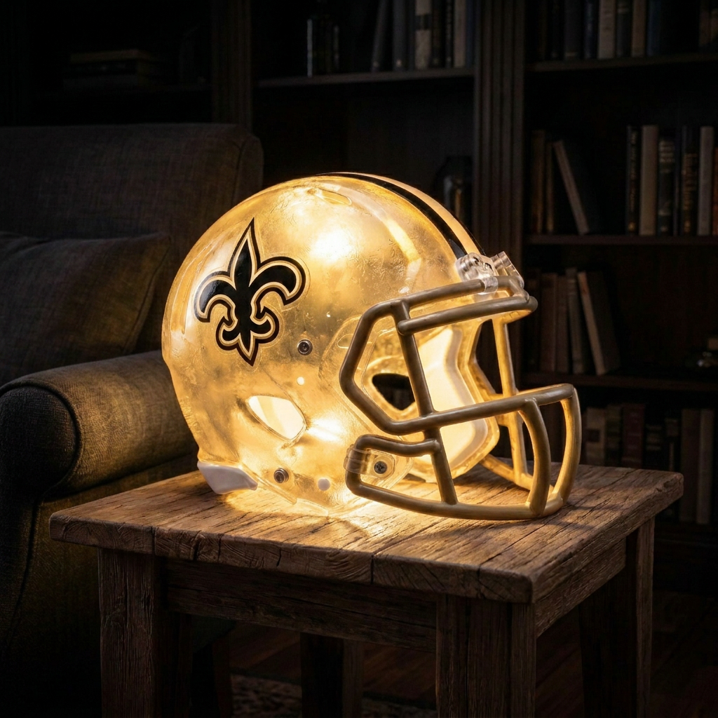 🏈 Handmade Football Helmet Lamp – LED Team Fan Cave Light with 32 Team Styles