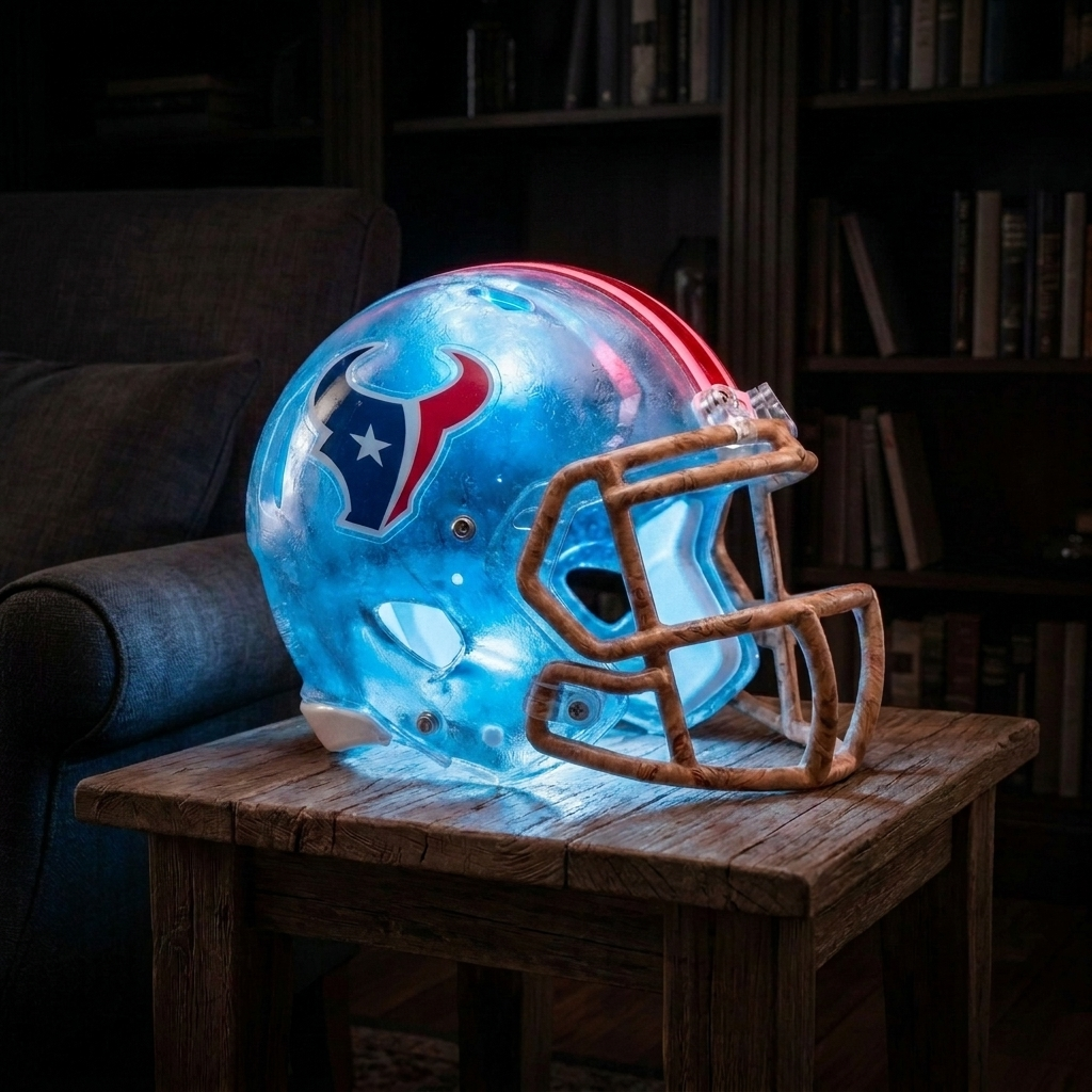 🏈 Handmade Football Helmet Lamp – LED Team Fan Cave Light with 32 Team Styles