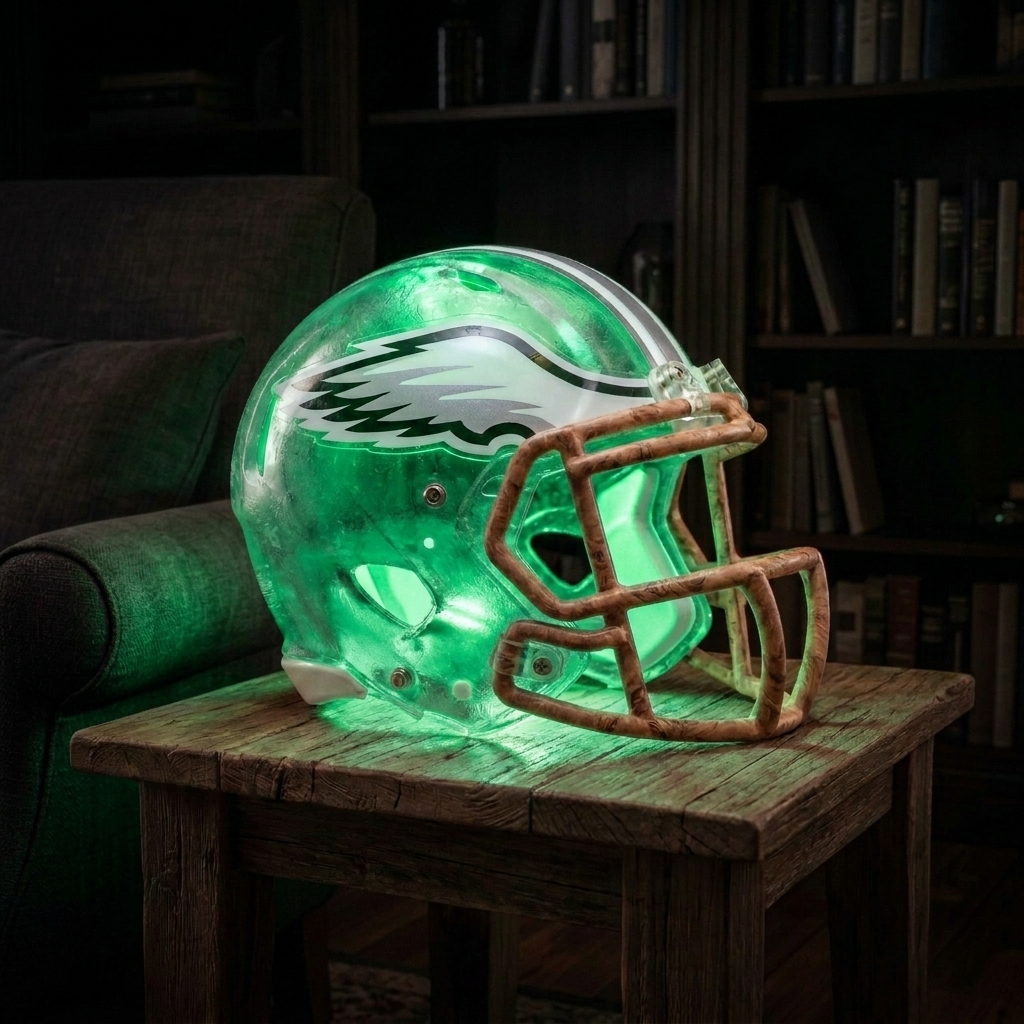 🏈 Handmade Football Helmet Lamp – LED Team Fan Cave Light with 32 Team Styles