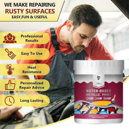 ⏳Time-Limited Special⏰Rust Converter Metallic Paint – One coat stops rust, no sanding, no fumes. Dries to a sleek metal finish. Perfect for garden tools & gates. 🔨🛡️