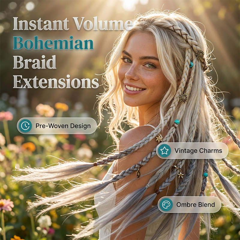 ✨ Festival Season Special | Boho Pre-Braided Clip-In Hair Extensions – Save 38%